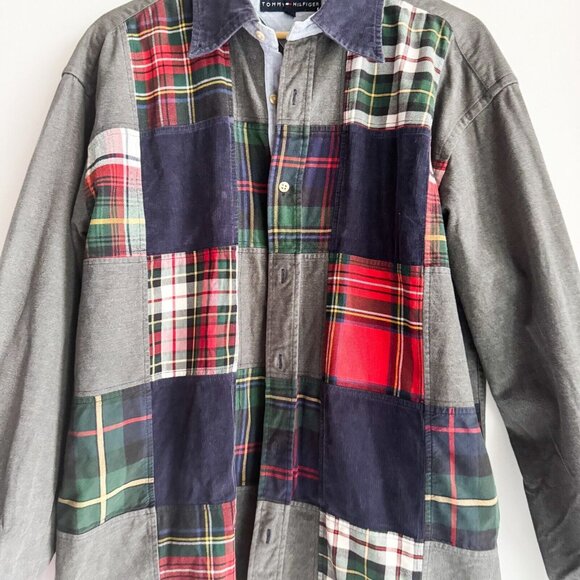 Tommy Hilfiger Patchwork Cotton Button up Men's Shirt XL - Picture 3 of 8